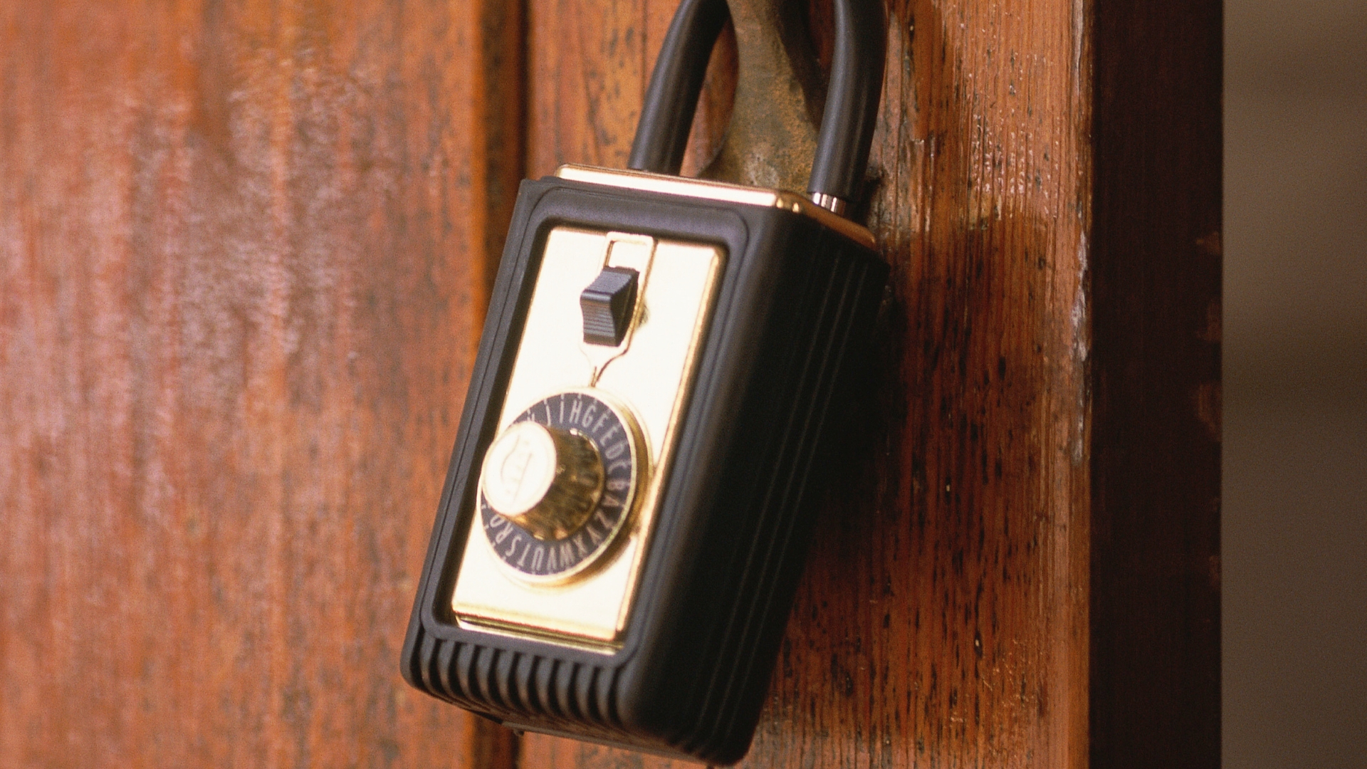 a key lock box on a residential door