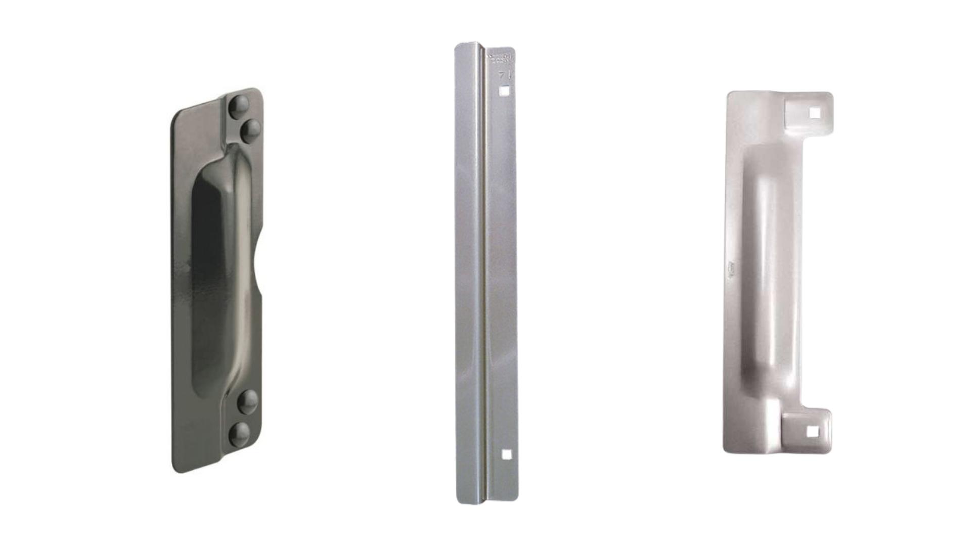 Latch guards in different styles, sizes, and finishes.