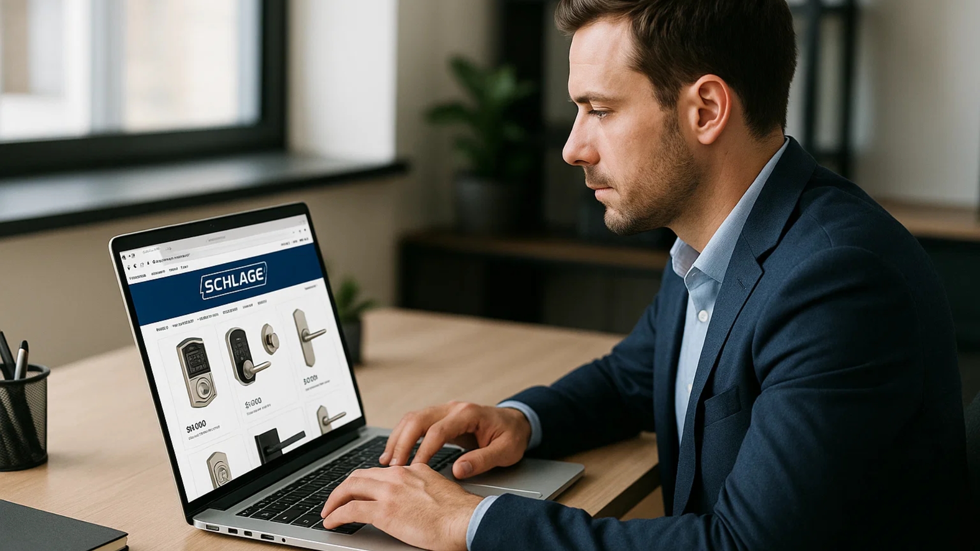 Homeowner reviewing Schlage locks online to decide if they are worth it