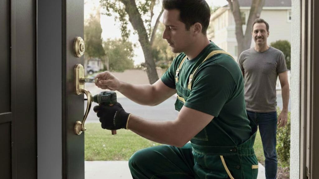 Locksmith installs new lock after Sherman Oaks burglary incident