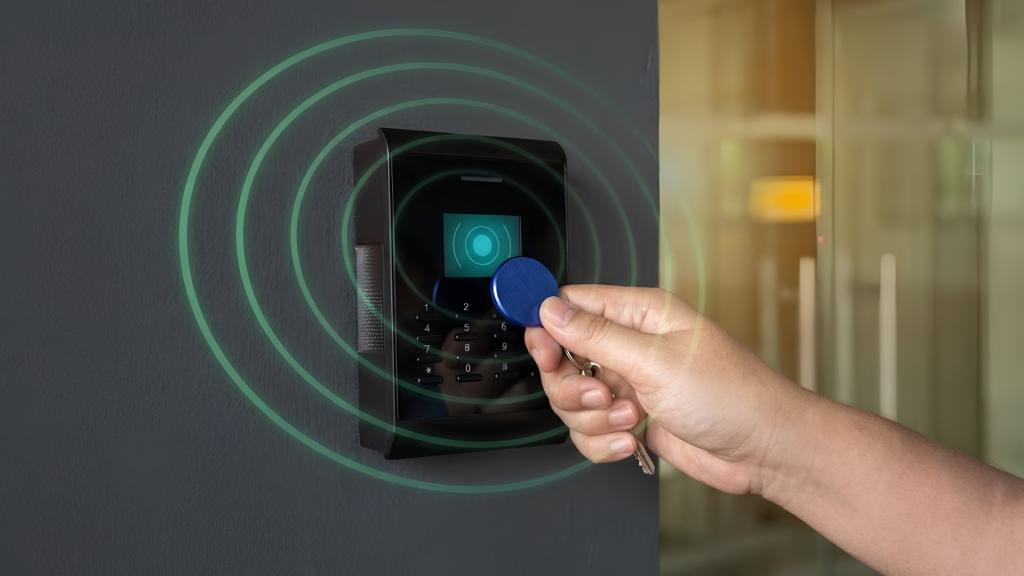 Employee key system using an electronic access fob to control staff entry and improve business security.