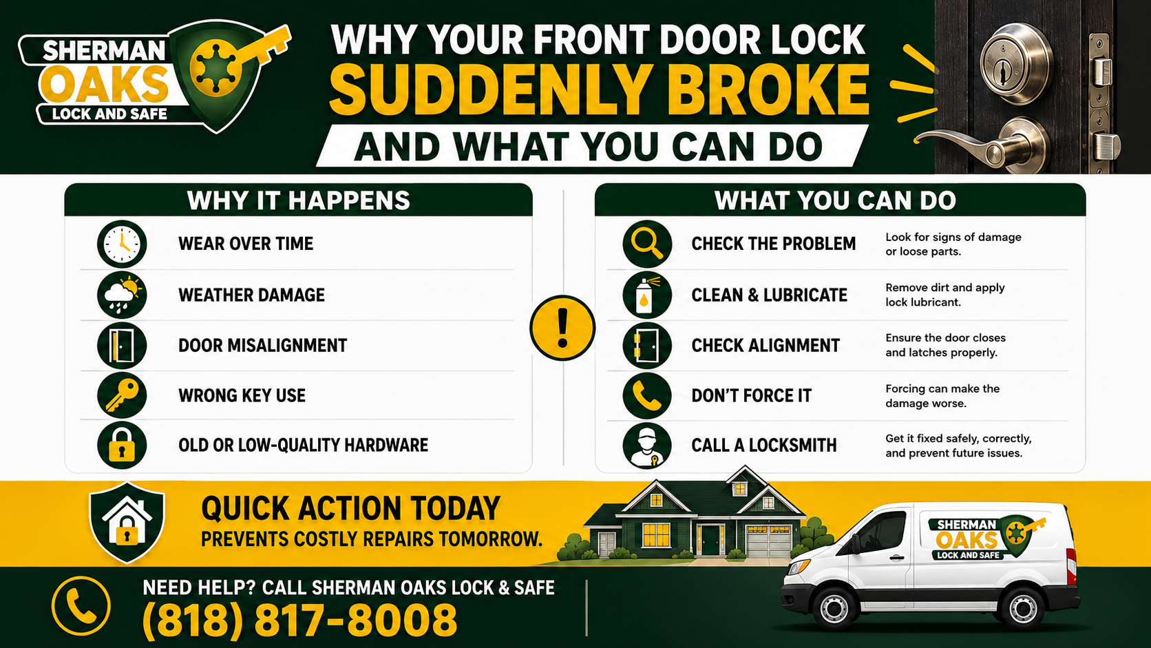 Why Your Front Door Lock Suddenly Broke and What You Can Do